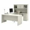 Atlin Designs Contemporary 4 PC Wood U-Shaped Desk With Hutch In Mahogany -CYMAX Sales 2258618 6 L