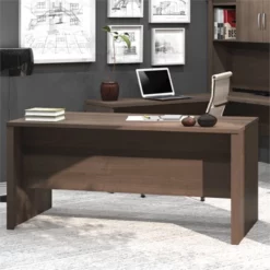 Atlin Designs Contemporary 4 PC Wood U-Shaped Desk With Hutch In Mahogany -CYMAX Sales 2258622 11 L