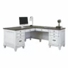 Atlin Designs 8 Drawers Two Tone Contemporary Wood L-Desk In White