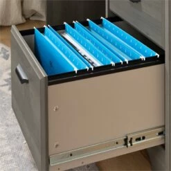 Bowery Hill Wood 3-Drawer Computer Desk With Hutch In Weathered Oak -CYMAX Sales 2258759 38 L