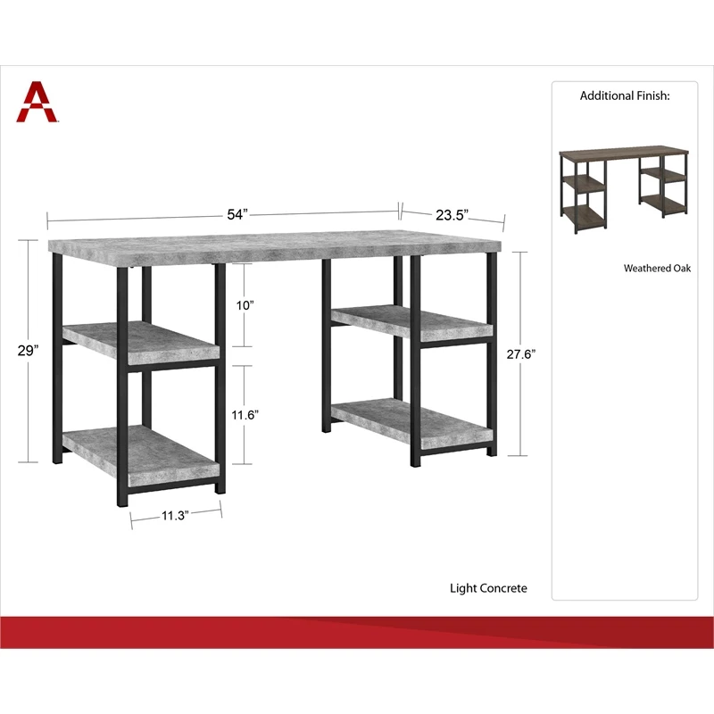 Ameriwood Home Ashlar Desk In Weathered Oak 18 Ameriwood Home Ashlar Desk In Weathered Oak - Image 16