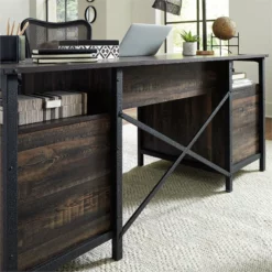 Sauder Steel River Double Pedestal Engineered Wood Executive Desk In Carbon Oak -CYMAX Sales 2266948 7 L