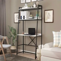 Furniture Of America Mistos Transitional Metal Writing Desk With USB In Brown -CYMAX Sales 2267097 3 L