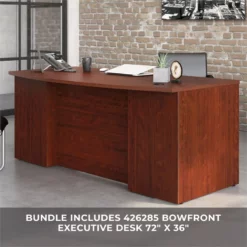 Sauder Affirm 72" Bowfront Desk And 42" Return In Classic Cherry -CYMAX Sales 2275137 4 L