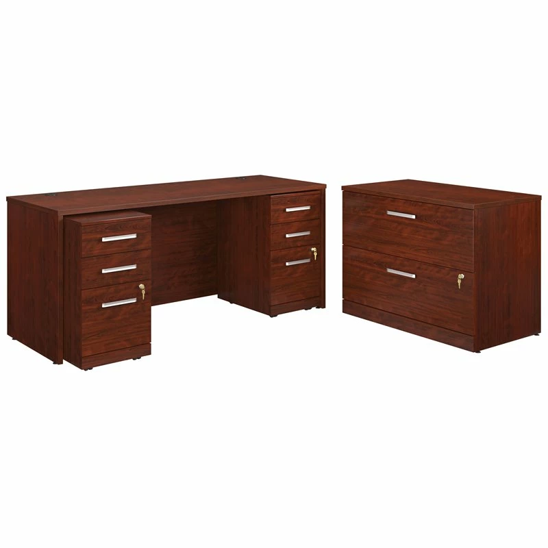 Sauder Affirm 72" X 24" Desk Shell/Lateral File/Two 3-Drawer Mobile Files Cherry 4 Sauder Affirm 72" X 24" Desk Shell/Lateral File/Two 3-Drawer Mobile Files Cherry - Image 2
