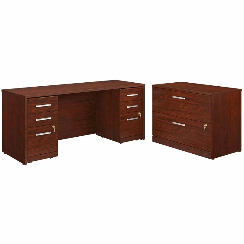 Sauder Affirm 72" X 24" Desk Shell/Lateral File/Two 3-Drawer Mobile Files Cherry 5 Sauder Affirm 72" X 24" Desk Shell/Lateral File/Two 3-Drawer Mobile Files Cherry - Image 3