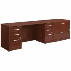 Sauder Affirm 72" X 24" Desk Shell/Lateral File/Two 3-Drawer Mobile Files Cherry