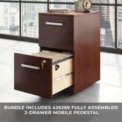 Sauder Affirm 72" X 24" Shell And 2-Drawer Mobile File Cabinet Classic Cherry -CYMAX Sales 2275141 3 L