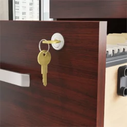 Sauder Affirm 72" X 24" Shell And Two 2-Drawer Mobile File Cabinets In Cherry -CYMAX Sales 2275146 7 L