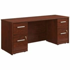 Sauder Affirm 72" X 24" Shell And Two 2-Drawer Mobile File Cabinets In Cherry