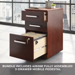 Sauder Affirm 72" X 24" Shell/3-Drawer And 2-Drawer Mobile File Cabinet Cherry 19 Sauder Affirm 72" X 24" Shell/3-Drawer And 2-Drawer Mobile File Cabinet Cherry -CYMAX Sales 2275148 4 L