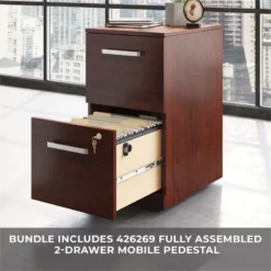 Sauder Affirm 72" X 24" Shell/3-Drawer And 2-Drawer Mobile File Cabinet Cherry 20 Sauder Affirm 72" X 24" Shell/3-Drawer And 2-Drawer Mobile File Cabinet Cherry -CYMAX Sales 2275148 5 L