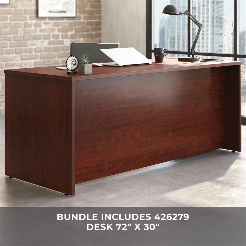 Sauder Affirm 72" X 30" Shell And Two 2-Drawer Mobile File Cabinets In Cherry 6 Sauder Affirm 72" X 30" Shell And Two 2-Drawer Mobile File Cabinets In Cherry - Image 4
