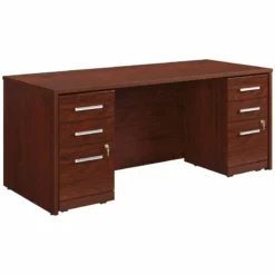 Sauder Affirm 72" X 30" Shell And Two 3-Drawer Mobile File Cabinets In Cherry