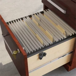 Sauder Affirm 72" X 30" Shell And Two 3-Drawer Mobile File Cabinets In Cherry -CYMAX Sales 2275156 8 L