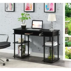 Convenience Concepts Designs2Go No-Tools Student Desk With Shelves In Black Wood