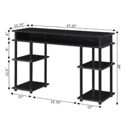 Convenience Concepts Designs2Go No-Tools Student Desk With Shelves In Black Wood -CYMAX Sales 2278704 4 L