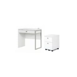 South Shore Interface 1-Drawer Desk And Mobile File Cabinet Set In Pure White