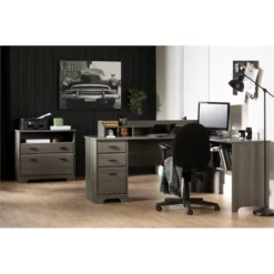 South Shore Versa Desk With Hutch And 2-Drawer File Cabinet Set In Gray Maple 10 South Shore Versa Desk With Hutch And 2-Drawer File Cabinet Set In Gray Maple -CYMAX Sales 2291589 1 L