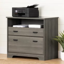 South Shore Versa Desk With Hutch And 2-Drawer File Cabinet Set In Gray Maple 13 South Shore Versa Desk With Hutch And 2-Drawer File Cabinet Set In Gray Maple -CYMAX Sales 2291589 4 L