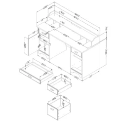 South Shore Versa Weathered Oak Desk With Power Bar And 2Drawer File Cabinet Set -CYMAX Sales 2291607 6 L