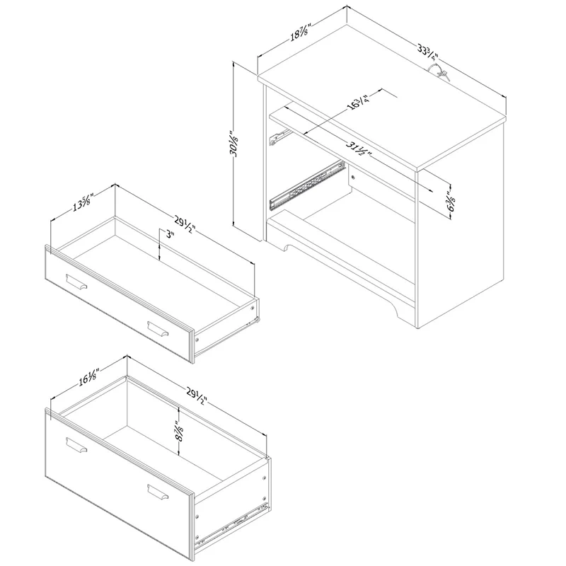 South Shore Versa L-Shaped Desk And 2-Drawer File Cabinet Set In Weathered Oak 5 South Shore Versa L-Shaped Desk And 2-Drawer File Cabinet Set In Weathered Oak - Image 3
