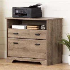 South Shore Versa L-Shaped Desk And 2-Drawer File Cabinet Set In Weathered Oak 15 South Shore Versa L-Shaped Desk And 2-Drawer File Cabinet Set In Weathered Oak -CYMAX Sales 2291615 4 L
