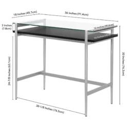 Henn&Hart 36" Silver Metal/Glass Home Office 13 Henn&Hart 36" Silver Metal/Glass Home Office -CYMAX Sales 2291647 2 L