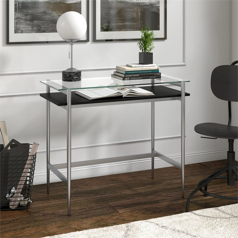 Henn&Hart 36" Silver Metal/Glass Home Office 9 Henn&Hart 36" Silver Metal/Glass Home Office - Image 7