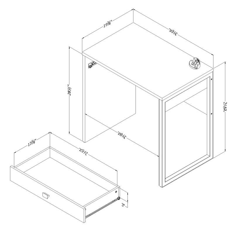 South Shore Interface Pure White Desk And 1 Annexe Gray Eiffel Chair Set 4 South Shore Interface Pure White Desk And 1 Annexe Gray Eiffel Chair Set - Image 2