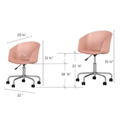 South Shore Interface Pure White Desk And 1 Flam Pink & Chrome Swivel Chair Set -CYMAX Sales 2291682 6 L