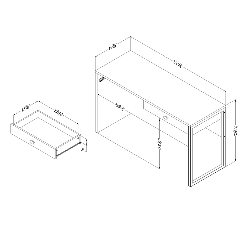 South Shore Interface White 2Drawer Desk&1 Flam Black Chair With Wooden Legs Set 4 South Shore Interface White 2Drawer Desk&1 Flam Black Chair With Wooden Legs Set - Image 2