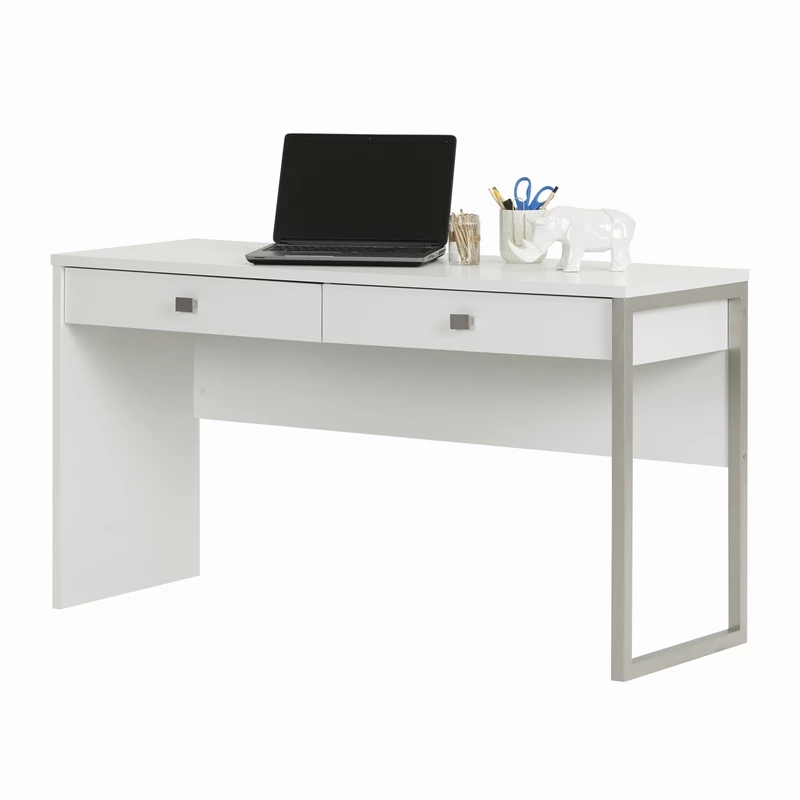South Shore Interface White 2Drawer Desk&1 Flam Black Chair With Wooden Legs Set 5 South Shore Interface White 2Drawer Desk&1 Flam Black Chair With Wooden Legs Set - Image 3