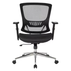 Mesh Screen Back Manager's Chair With Height Adjustable Arms In Black Fabric -CYMAX Sales 2293146 2 L