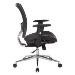Mesh Screen Back Manager's Chair With Height Adjustable Arms In Black Fabric -CYMAX Sales 2293146 3 L