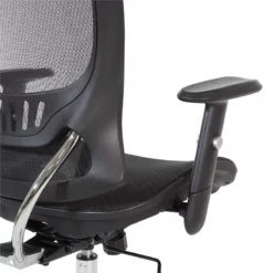 Mesh Screen Back Manager's Chair With Height Adjustable Arms In Black Fabric -CYMAX Sales 2293146 7 L