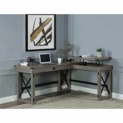 ACME Talmar Writing Desk With Lift Top In Marble Top And Weathered Gray Finish -CYMAX Sales 2297325 3 L 1