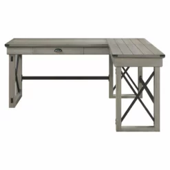 ACME Talmar Writing Desk With Lift Top In Marble Top & Rustic Oak Finish -CYMAX Sales 2297328 4 L 2