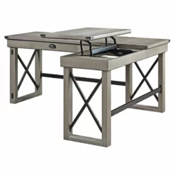 ACME Talmar Writing Desk With Lift Top In Marble Top And Weathered Gray Finish -CYMAX Sales 2297328 7 L 1