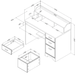 South Shore Versa Gray Maple Desk And 1 Flam Black Chair With Wooden Legs Set -CYMAX Sales 2297488 3 L