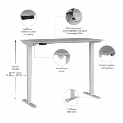 Move 40 Series 60W X 30D Adjustable Desk In Platinum Gray - Engineered Wood -CYMAX Sales 2301063 22 L 1