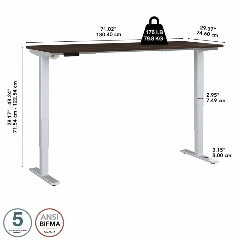 Move 40 Series 72W X 30D Adjustable Desk In Platinum Gray - Engineered Wood 22 Move 40 Series 72W X 30D Adjustable Desk In Platinum Gray - Engineered Wood - Image 20