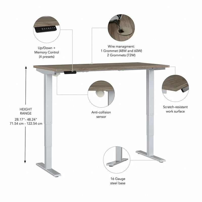 Move 40 Series 72W X 30D Adjustable Desk In Platinum Gray - Engineered Wood 12 Move 40 Series 72W X 30D Adjustable Desk In Platinum Gray - Engineered Wood - Image 10