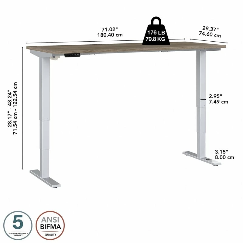 Move 40 Series 72W X 30D Adjustable Desk In Platinum Gray - Engineered Wood 15 Move 40 Series 72W X 30D Adjustable Desk In Platinum Gray - Engineered Wood - Image 13