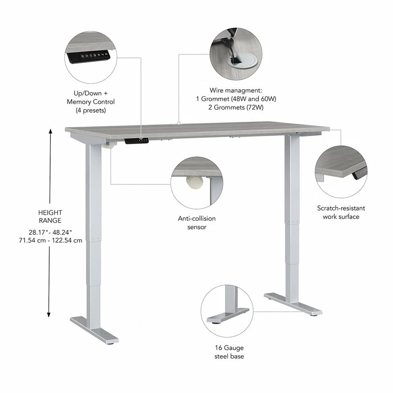 Move 40 Series 72W X 30D Adjustable Desk In Platinum Gray - Engineered Wood 5 Move 40 Series 72W X 30D Adjustable Desk In Platinum Gray - Engineered Wood - Image 3