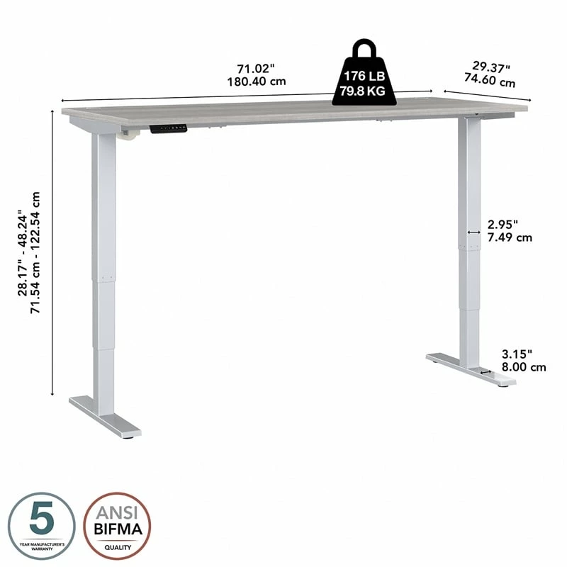 Move 40 Series 72W X 30D Adjustable Desk In Platinum Gray - Engineered Wood 7 Move 40 Series 72W X 30D Adjustable Desk In Platinum Gray - Engineered Wood - Image 5
