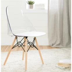 South Shore Axess Weathered Oak Desk With Tray & 1 Annexe White Eiffel Chair Set -CYMAX Sales 2309732 6 L