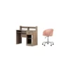 South Shore Axess Weathered Oak Desk With Tray & 1 Flam Pink Swivel Chair Set -CYMAX Sales 2309739 L
