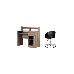 South Shore Axess Weathered Oak Desk With Tray & 1 Flam Swivel Chair Set