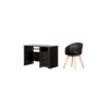 South Shore Gascony Rubbed Black Desk And 1 Flam Black And Wood Chair Set -CYMAX Sales 2309791 L